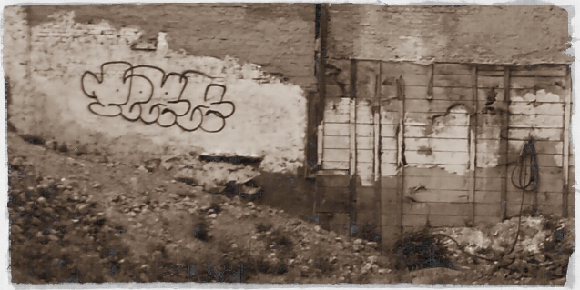 Graffiti amid the rubble