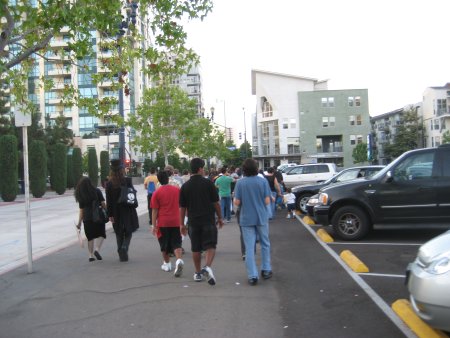 Walking up the street